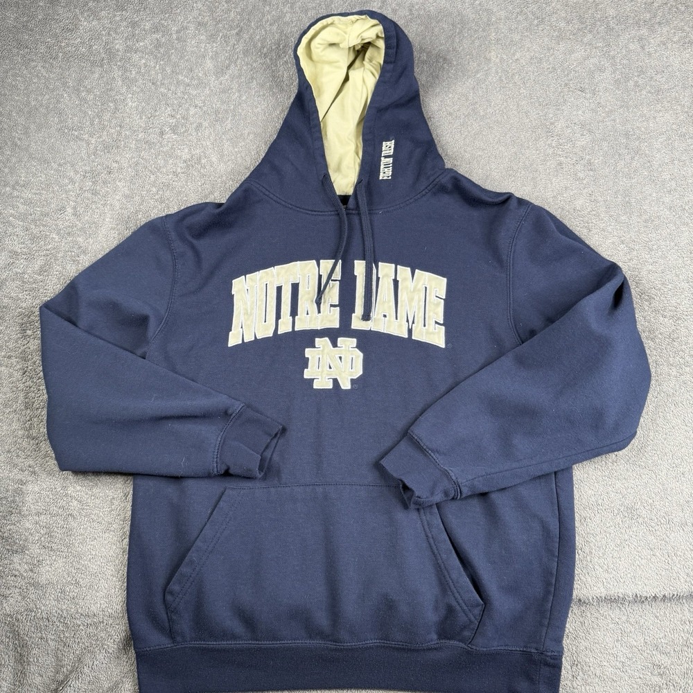 Vintage‎ Notre Dame Hoodie Mens L Blue Sweatshirt Fighting Irish Y2K University